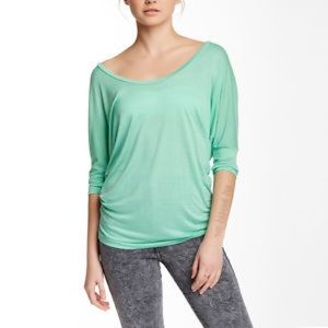 BLACK viscose dolman scoop neck tee